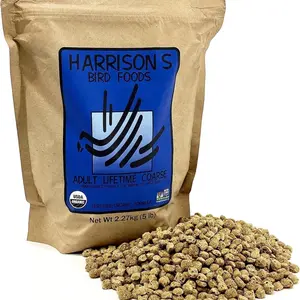 Harrison’s Adult Lifetime Coarse Formula – 5lb Bag of Organic, Non-GMO Bird Pellets for Parrots, Cockatoos, Amazons, and Other Large Birds