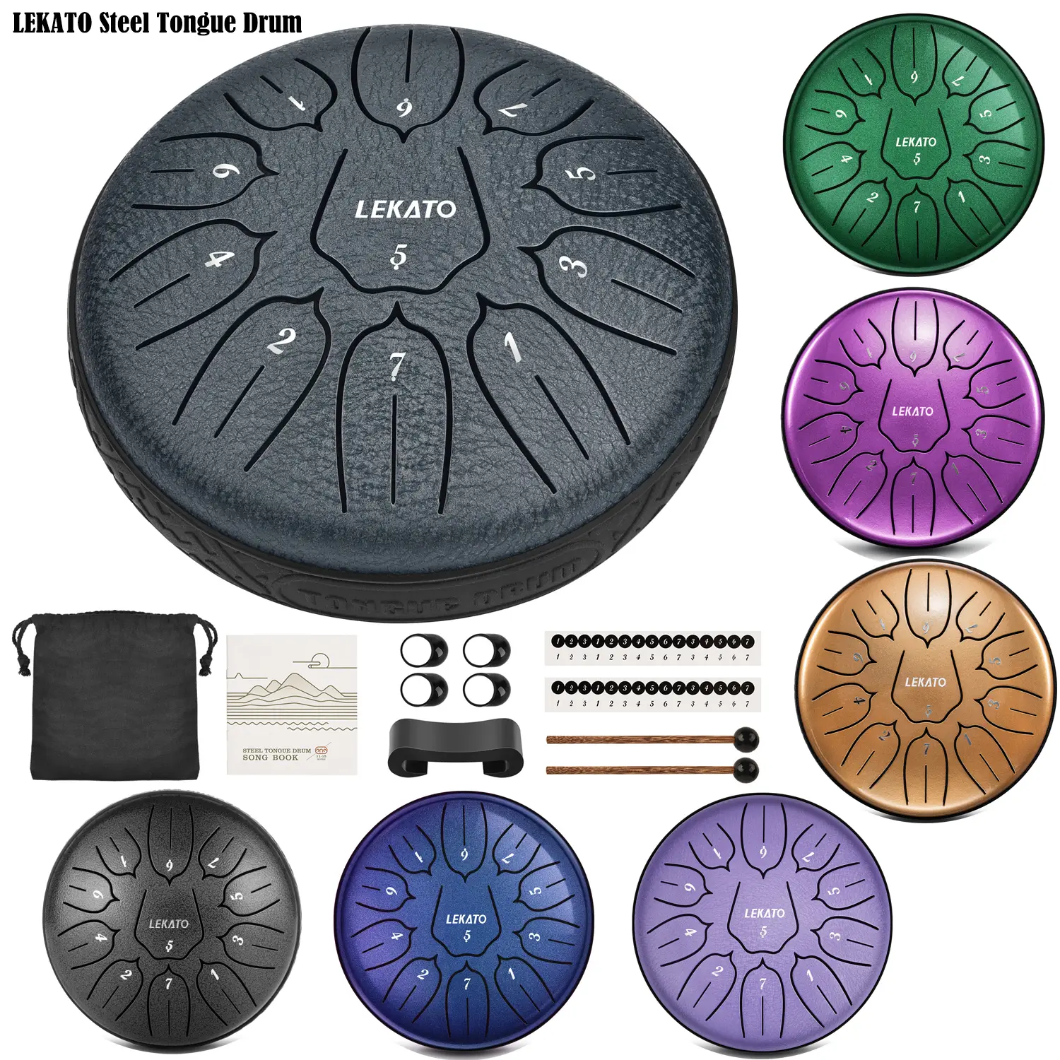 [Free Shipp] LEKATO Steel Tongue Drum [Brand Guarantee ],6 inch 8 Note/11 Note Handpan Beginner Rain Drum Percussion ,for Musical Education Zen Medita