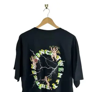 Men's Boohooman Plus Angel Lightning Graphic Black T-Shirt