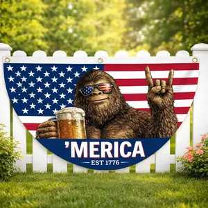 Bigfoot ’MERICA EST 1776  Semicircular Flag Banner