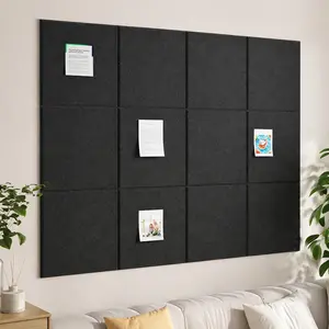 Large Cork Boards for Walls - 48" x 36" Self Adhesive Felt Wall Tiles, Ideal for Office Black Bulletin Board, Easy to Install Pin Board Photo Dart Board Wall Protectors