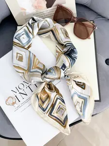 Women's Silk Printed Scarf, 27.6 Inches for Elegant Neckwear, Versatile Accessory for Spring and Autumn Fashion, Boho Style Scarf