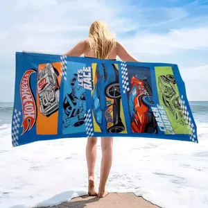 Windmill Racing Theme Kids Print Design Beach Towel, Skin-Friendly, Absorbent, Quick-Dry, Perfect for Beach, Pool, Summer Outings, Multi-Functional, Absorbent Drying Towel