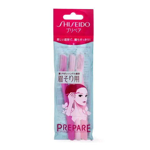 Shiseido Professional Prepare 3-Count Facial Razors - Durable, Lightweight, Easy-Use Beauty Care Tool, Cosmetic Tool for Clean Shave, Eyebrow Hair Trimmer, Dermaplaning