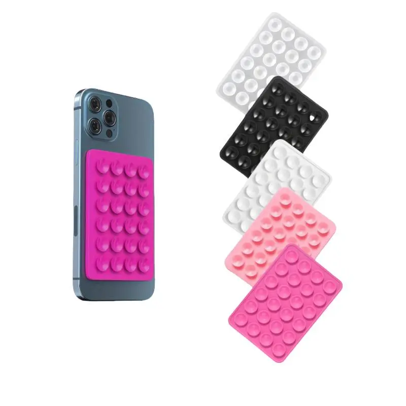 5 Pcs Silicone mobile phone sucker, double-sided mobile phone bracket, soft grip silicone suction, , strong adhesion, non-perforated wall mounting,anti-skid, multi-function-surface compatibility