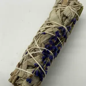 White Sage Stick with Lavender for Spiritual Purification and Energy Cleansing - Healthy, Healthcare Aromatherapy Therapy Treatment Wellness Essential Solution Therapeutic