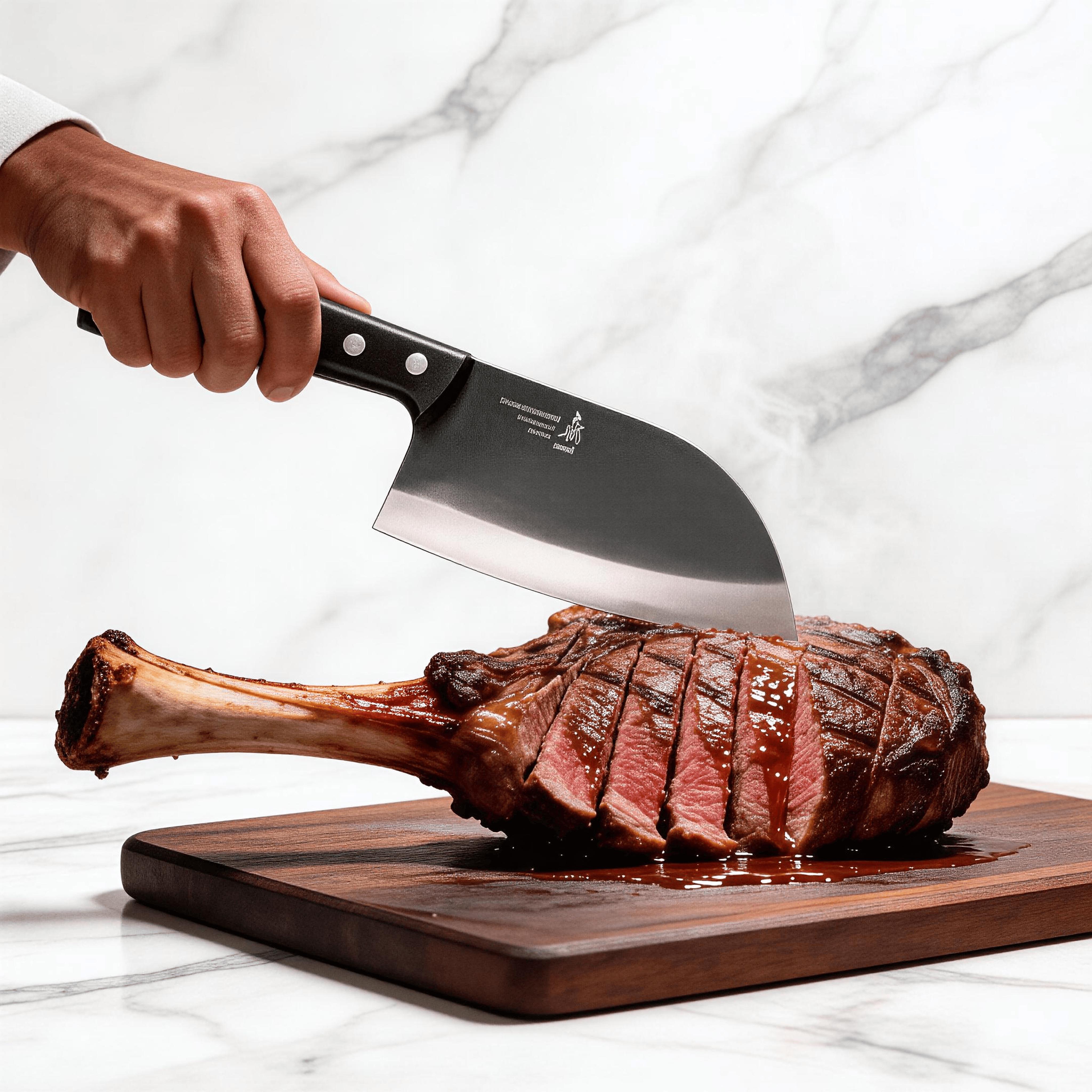 YUANREN 7" Hand-Forged Chef's Knife | High Carbon Steel Chinese Cleaver | 4.6-5mm Heavy Duty Blade | Ideal Gift for Home Cooks