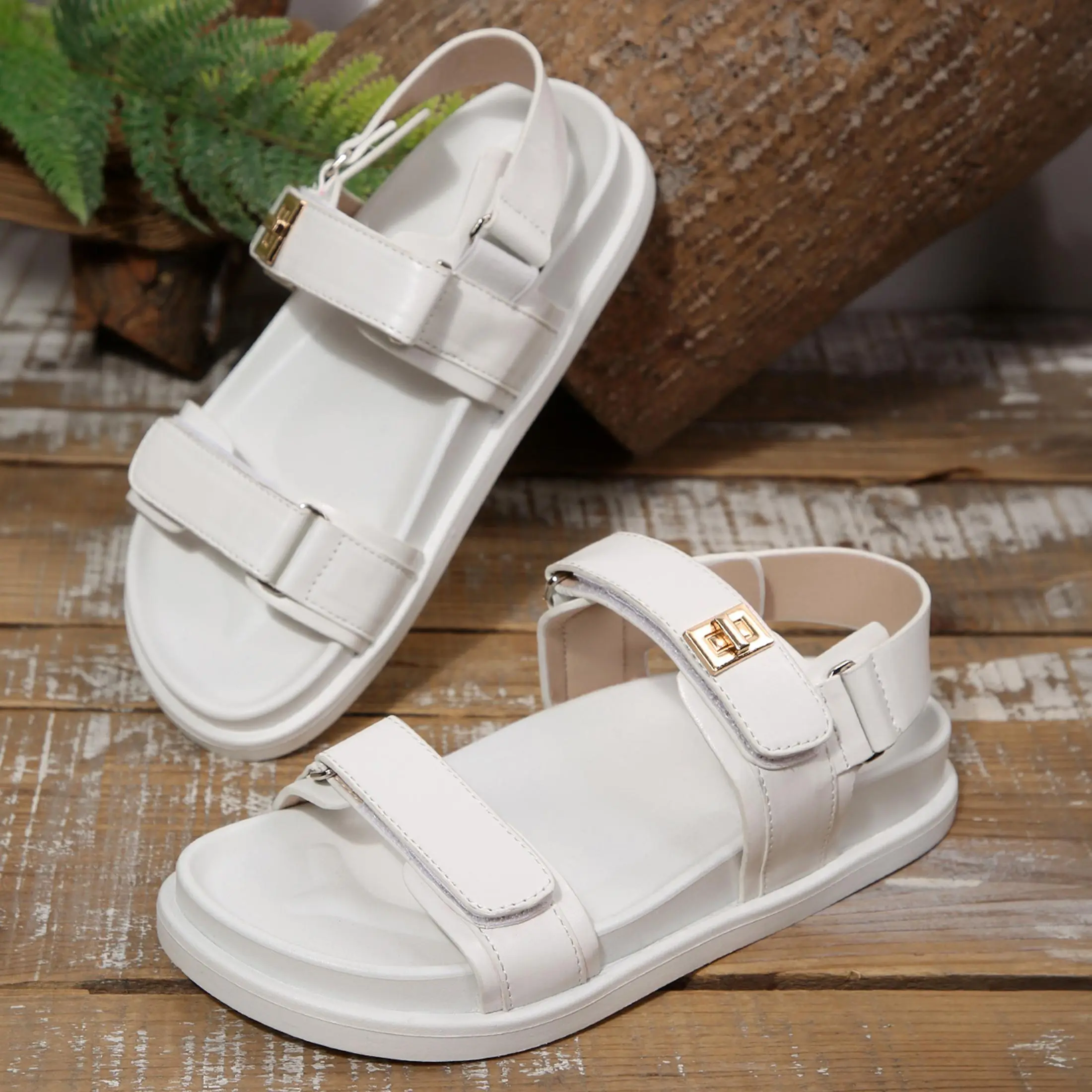 Open Toe Platform Sandals for Women Adjustable Buckle Strap Beach Casual Shoes