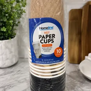 10-Pack Hot Paper Cups 16 oz with Lids & Insulating Sleeves | Disposable Coffee Cups