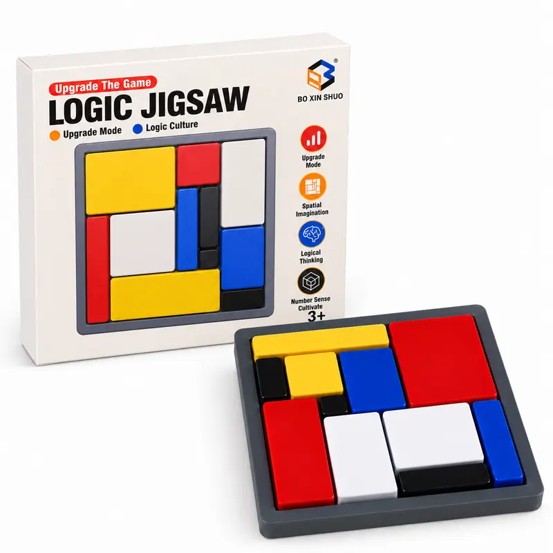 Logic Puzzle Brain Teaser Game, 88 Challenges, 11-Piece Block Puzzle with 4 Difficulty Levels for Kids & Adults, Educational Travel Toy for Ages 7+ Interactive Treat Puzzle