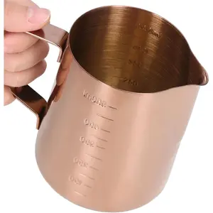 Frothing Cup Coffee Milk Pitcher 550ML With Scale Rose Gold Stainless Steel Steaming Pitcher