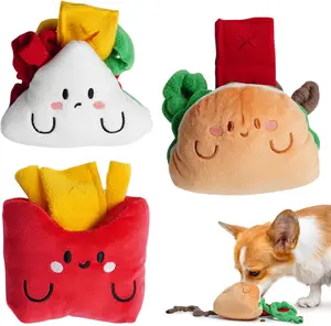 Nocciola 3 PCS Finger Food Dog Toy Set,Christmas gift,Cute Hide and Seek Plush Dog Toys,Squeaky and Crinkle Enrichment Toys for Small to Medium Dogs