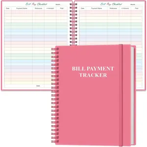 Bill Tracker Notebook - Monthly Bill Organizer & Planner for Personal Budgeting Financial, Monthly Bill Payment Checklist, 8.5" x 11", Pink