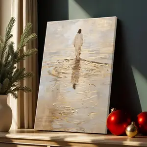 Jesus Walking on Water Poster, Christian Art Print, Biblical Jesus Portrait, I Will Walk With Christ LDS Artwork, Bible Verse Wall Decor,Art prints