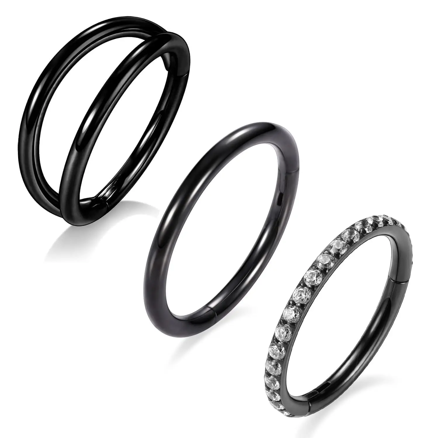 Style 2-Black Double&Clear CZ