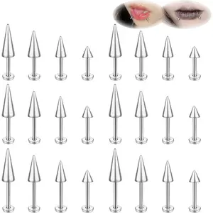 20G Spike Nose Rings Studs, 18G Stainless Steel Spike Stud Earrings, 16G Septum Lip Rings Cartilage Tragus Helix Piercing for Women Men