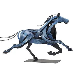 SunBlogs Art Running Horse Statue Sculpture, Unique Rustic Handmade Animal Statue Art, Metal Horse Figurines for Home Decor, Horse Gifts for Women Men