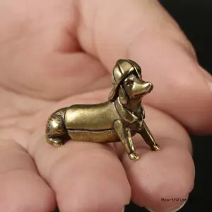 Miniature Dachshund Figurine, Cute Solid Animal Design Puppy Ornament for Office Desktop Decoration and Home Decor Gifting