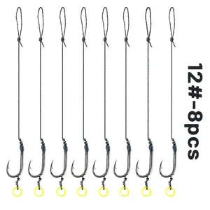 8-Piece Method Feeder Fishing Line Set, Pre-Tied Carp Hook Lines with Bait Holder, Anti-Tangle Leader Hooks, Suitable for Sea and Freshwater