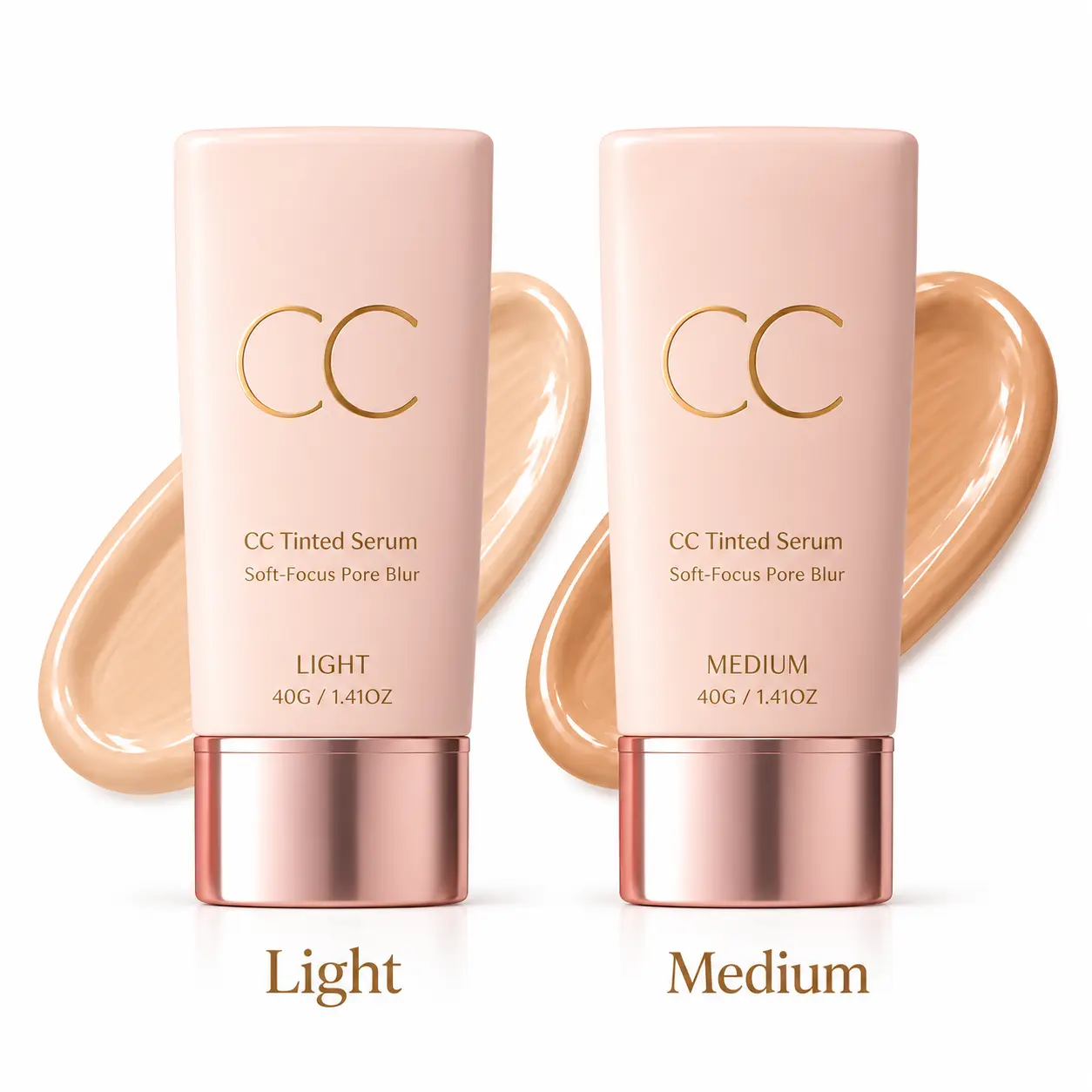 CC Tinted Serum 40g, Medium Coverage CC Cream & Skin Tint Foundation, Soft-Focus Pore Blur Makeup, Natural Matte Creamy Finish for Daily Face Makeup
