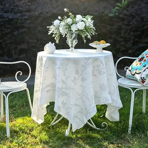 Floral Lace Tablecloth, Vintage Sheer Lace Table Cover for Boho Farmhouse Kitchen, Dining Room & Vanity Decor