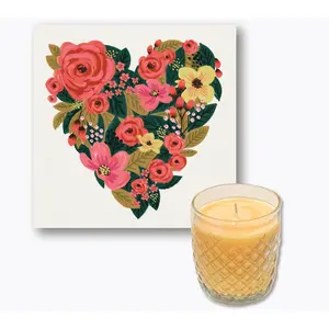 Courtside Be Mine I 8x8 Art Board & 9 oz Candle Set