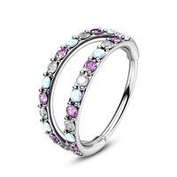 White Opal+Clear CZ+Purple CZ(Double Hoop)
