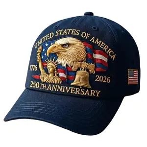 2026 American 250th Anniversary 3D Embossed Eagle & Liberty Bell Patriotic USA Commemorative Adjustable Snapback Baseball Cap with Flag Patch, Summer Sports & Outdoor Hat