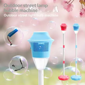 Bubble Machine Maker Stand, Rechargeable with Lights and Music,21-47 Adjustable Height Magical Bubble Torch Garden Lamp  Vertical Bubble Machine for Wedding Birthday Christmas Outdoor (Blue) (Red)