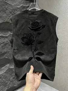 Men's Summer Casual Street Style Tank Top, Pure Cotton Graphic Print Sleeveless Vest, Retro and Fashionable, Perfect for Daily Wear