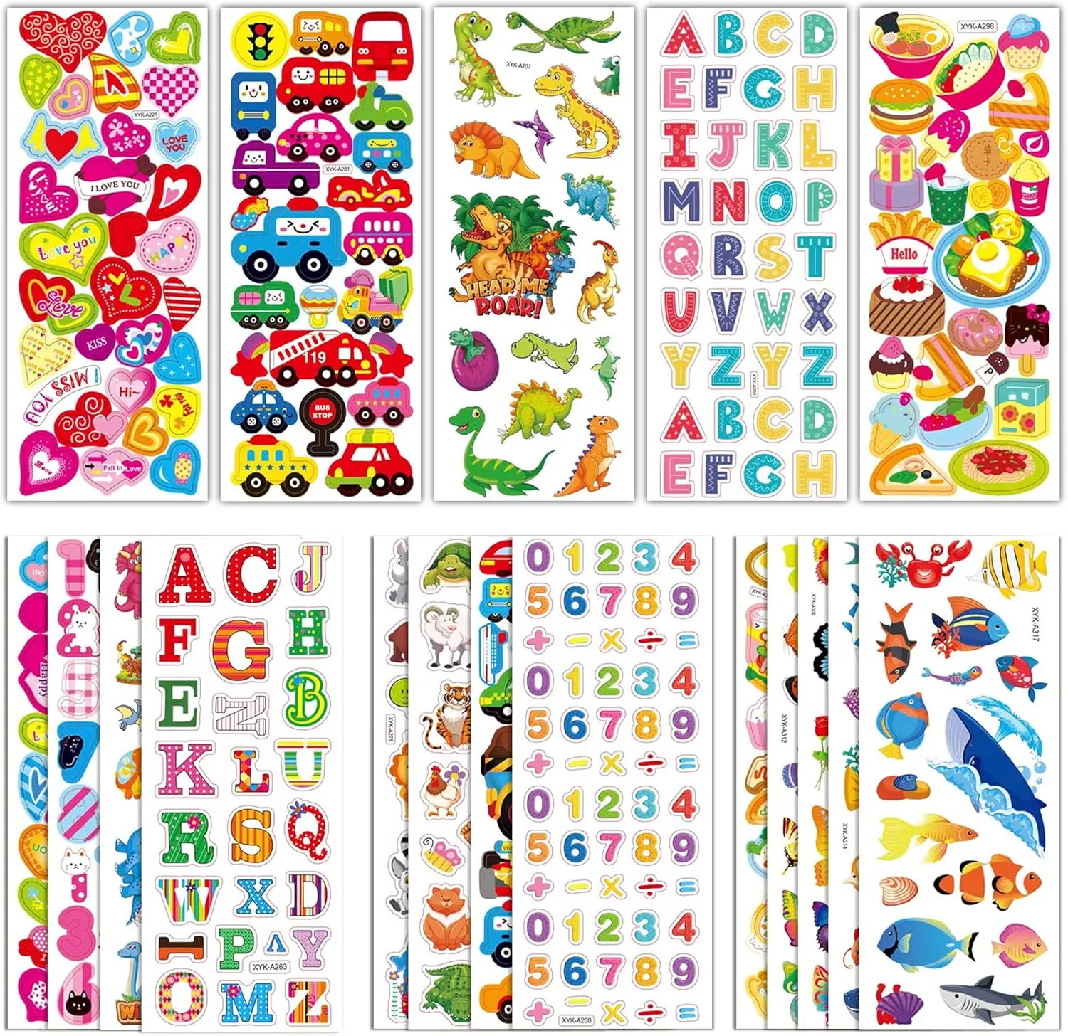 Back to School Supplies - Puffy Stickers,3D Stickers for Kids Toddlers - 500+ Cute Stickers Pack,Summer Party Favors for Kids,2-4 Year Old Boy Girl Birthday Gift,Stocking Stuffers for Kids