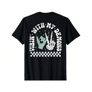 100% Cotton Golf Gift T-Shirt For Men and Women with my demons skeleton halloween front and back t shirt 100   for men women dad mom friends s xxxl blackcasual wear sports   100 cotton short sleeve family t shirt black -1