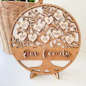 Family Tree Wood Sign, Grandkids Family Tree, Family Display Sign, Personalized Family Tree Display