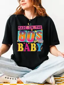 Women's "Made In The 80s Baby" Retro Graphic Casual Oversized T-Shirt | #80sVintage #RetroGraphicTee #OversizedTShirt