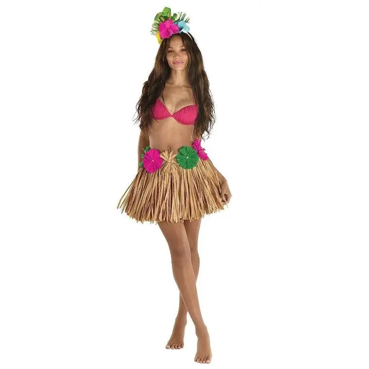 Mini Raffia Tutu Skirt - Natural - Luau - Tropical - Costume Accessory - Women