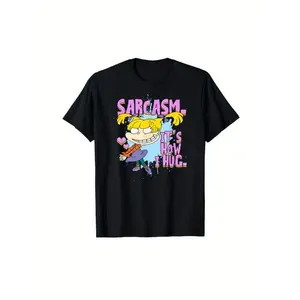 Angelica Sarcasm Graphic T-Shirt, 100% Cotton Crew Neck Tee, Casual Printed Knit Fabric Top for Men and Women, All-Season Regular Fit. It's How I Hug."Rugrats