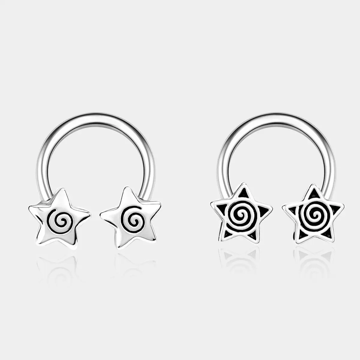 Oufer 2PCS 16G 316L Stainless Steel Spiral Star Horseshoe Body Jewelry Set, Fashion Female Nose Piercing & Daith Piercing Jewelry for Those Enhancing Daith Piercings Oufer 2PCS 16G 316L Stainless Steel Spiral Star Horseshoe Body Jewelry Set, Fashion Female Nose Piercing & Daith Piercing Jewelry for Those Enhancing Daith Piercings