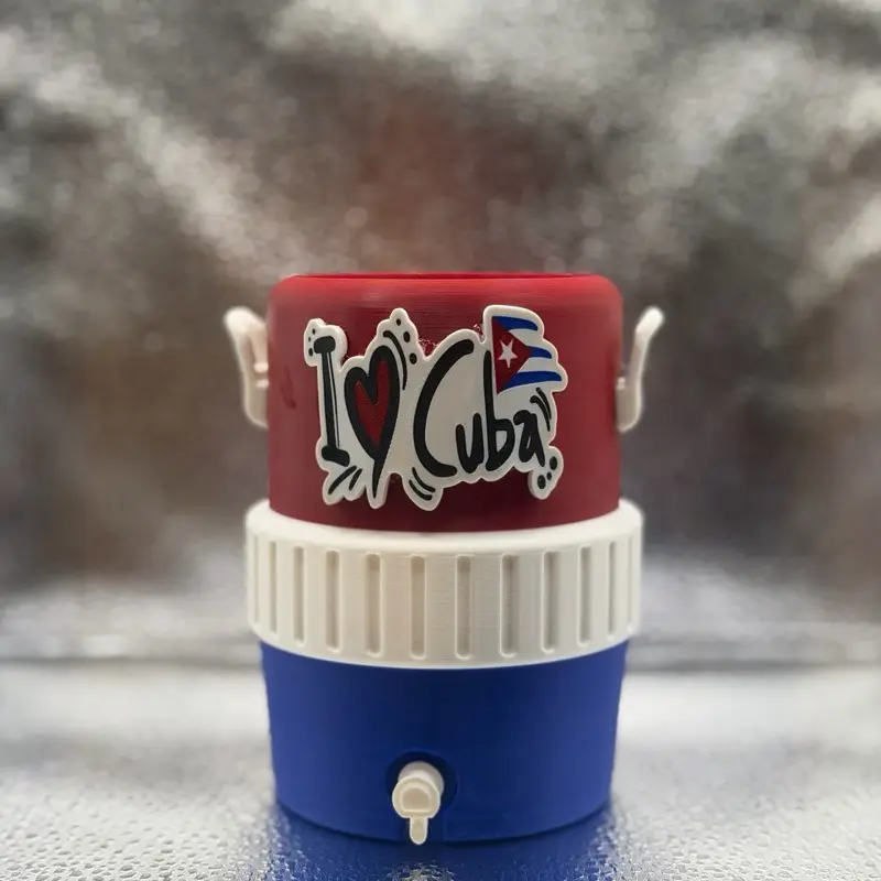 Lightweight Cuba-Inspired 3D Printed 12oz Can Koozie, Collectible Sports Cup Accessory