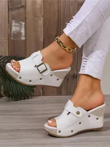 Women's Summer Fashion Wedge Platform Sandals Bohemian Style Height Increasing Slides 2026 New Outdoor Commuting Beach Shoes Open Toe Platform