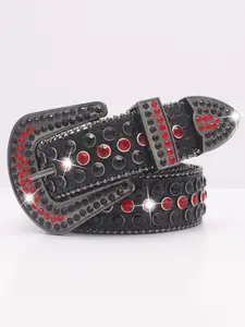 1pc Women's Crocodile Print Belt, Rhinestones Belt, Sexy Design, Mixed Color, Suitable for Jean, Party, Nightclub, Hop, Rock, Rave