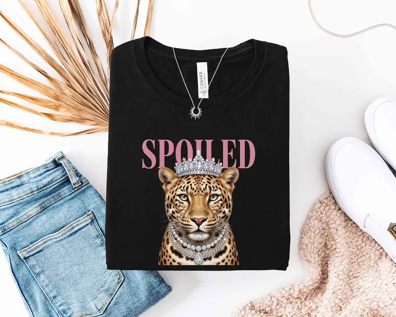 Comfort Colors Spoiled Leopard Shirt, Cute Wild Cat Animal Graphic Tee, Diva Queen Shirt, Cute Leopard Graphic Tee, Leopard Design Lover Shirt,Cute Leopard