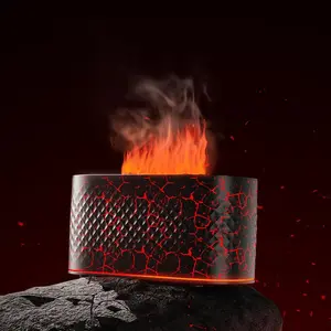 Simulated Flame Humidifier, USB Powered Adjustable Colorful Ambient Light & Aromatherapy Diffuser, Decorative Humidifier for Home Office