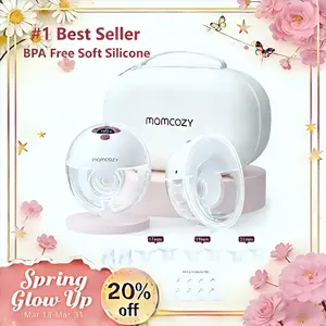 【Classic Edition】Momcozy  M5 Hands-Free Wearable Breast Pump, Double-Sealed Flange for Baby-Like Comfort, 3 Modes & 9 Suction Levels, Portable Electric Pump – 24mm, A