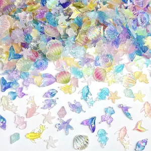 Miniature Ocean Animal Charms Set, Kawaii Resin Fish & Jellyfish, Perfect for Nail Art, DIY Crafts, Safe & Durable Materials, DIY with Charms