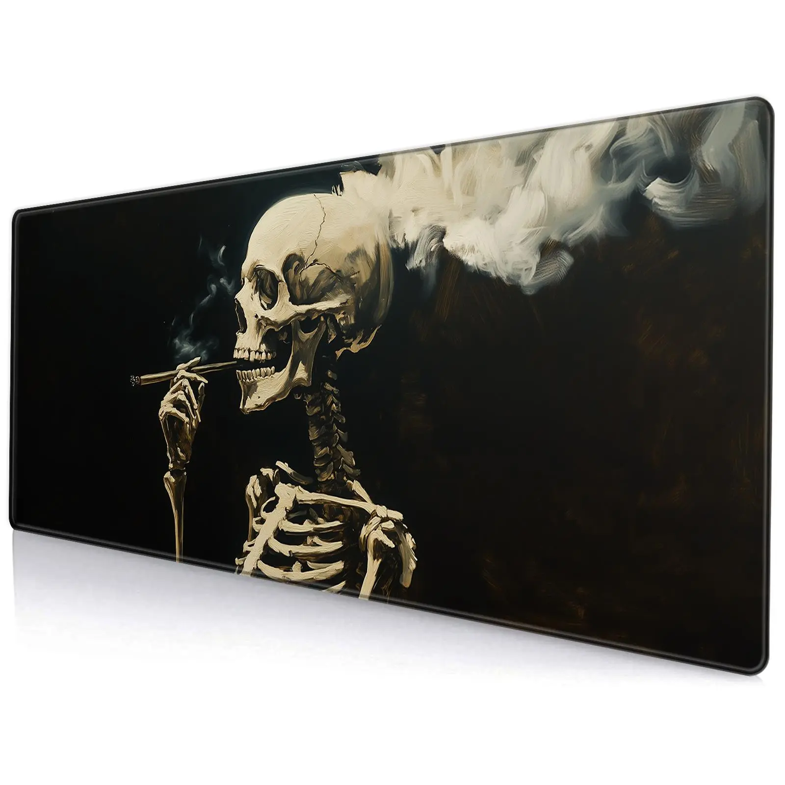 The Smoking Skull Desk Mat Desk Pad, Large Gaming Mouse Pad, Office Keyboard Pad, Non-slip Computer Mat, Gift for Teen/Boyfriend/Girlfriend