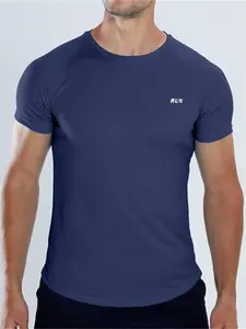 Men's Sporty Loose-Fitting Short Sleeve Printed Top, Summer Gym Running Training Muscle Show, Casual Sports Wear