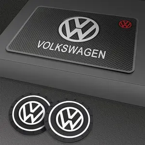 1/2/3PCS VW Car Anti Slip Coaster Anti-noise Water Cup Pad Cushion  Car Accessories For Volkswagen R GTI Golf Caddy Passat b6 Tiguan Polo Automobile parts