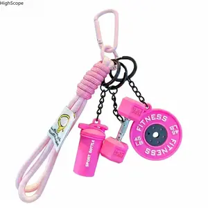 Gym Keychain for Men Women - Mini Silicone Weight Plate Charm, Durable Lanyard Backpack Accessory