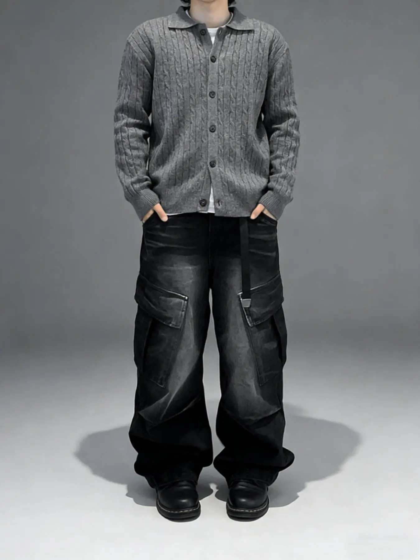 Men's Plain Solid Color Flap Pocket Jeans, Loose Casual Street Fashion Denim Pants for Daily Wear, Men's Trousers for All Seasons