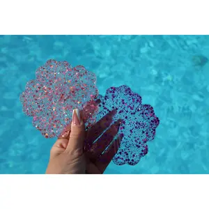 Pink & Purple Sequin Flower Coasters | Drink Coasters | Home Decor